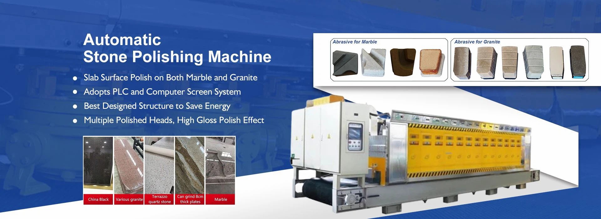 Automatic stone polishing machine banner